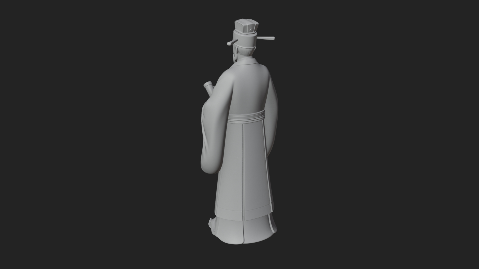 Chinese Scholar with Book Statue Design 6 3D Print Model 3D Model