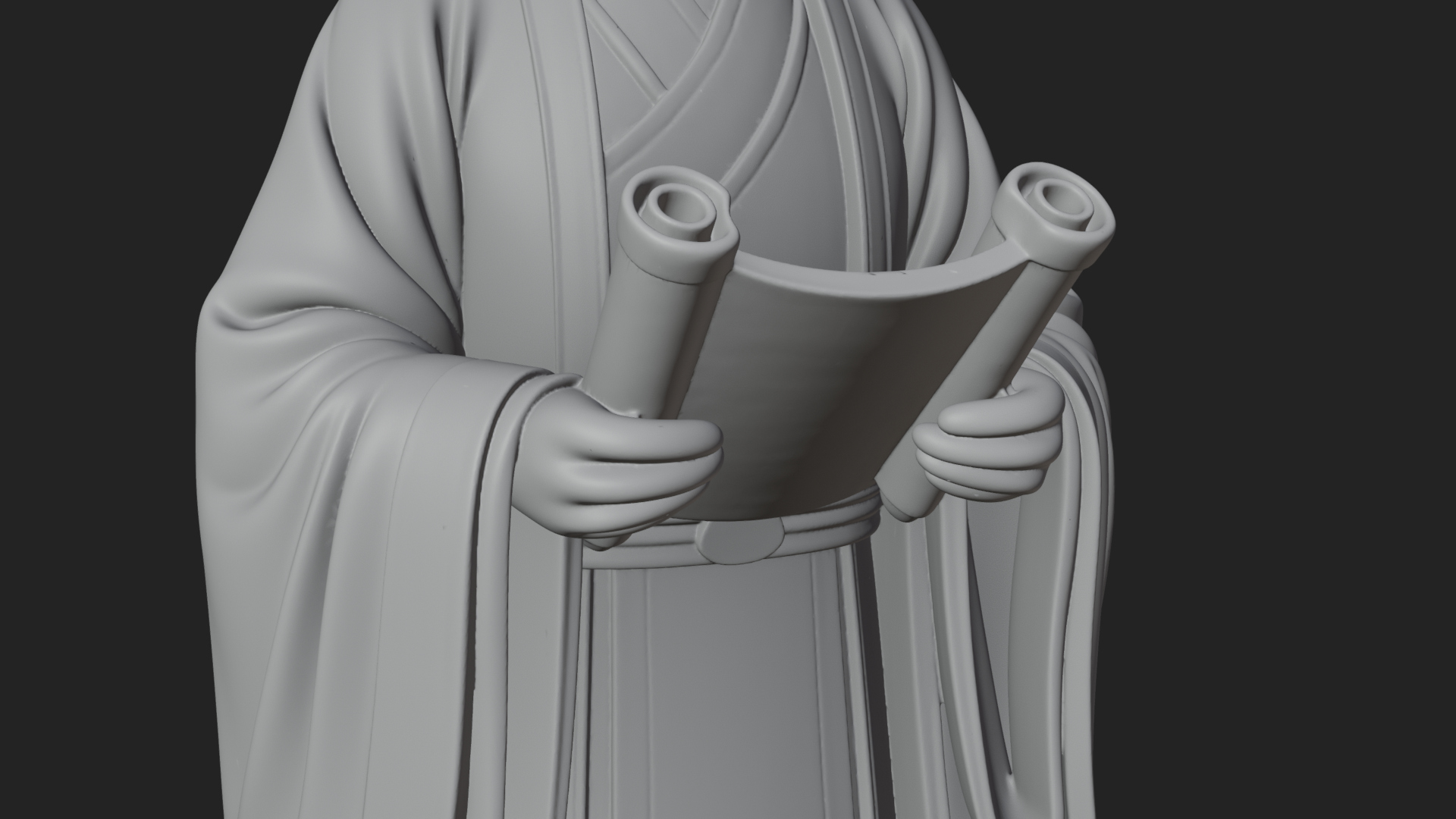 Chinese Scholar with Book Statue Design 6 3D Print Model 3D Model