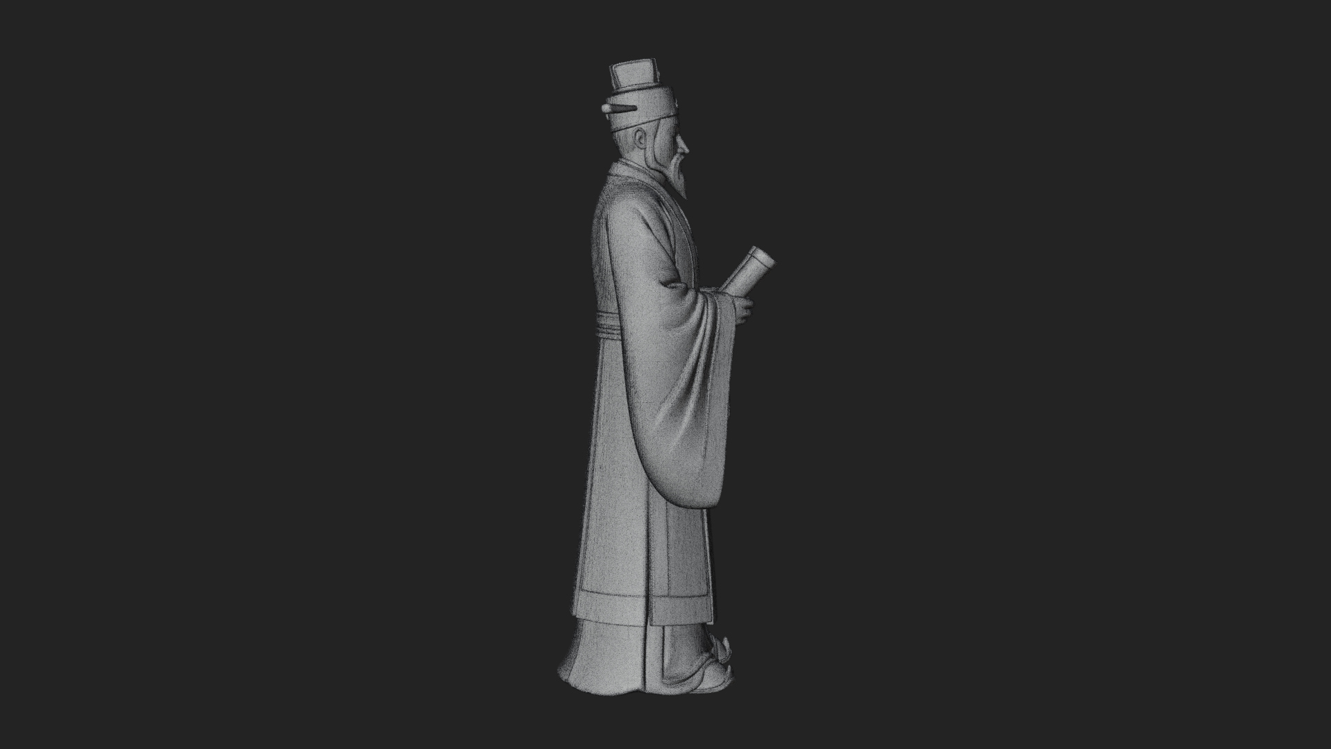 Chinese Scholar with Book Statue Design 6 3D Print Model 3D Model
