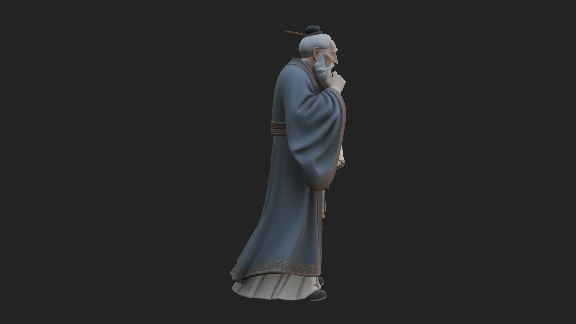 Chinese Scholar with Book Statue Design 7 3D Print Model 3D Model