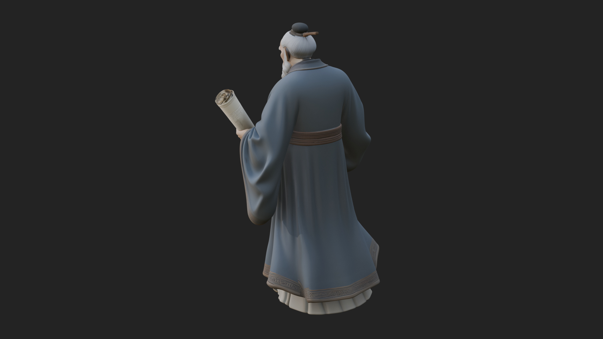 Chinese Scholar with Book Statue Design 7 3D Print Model 3D Model