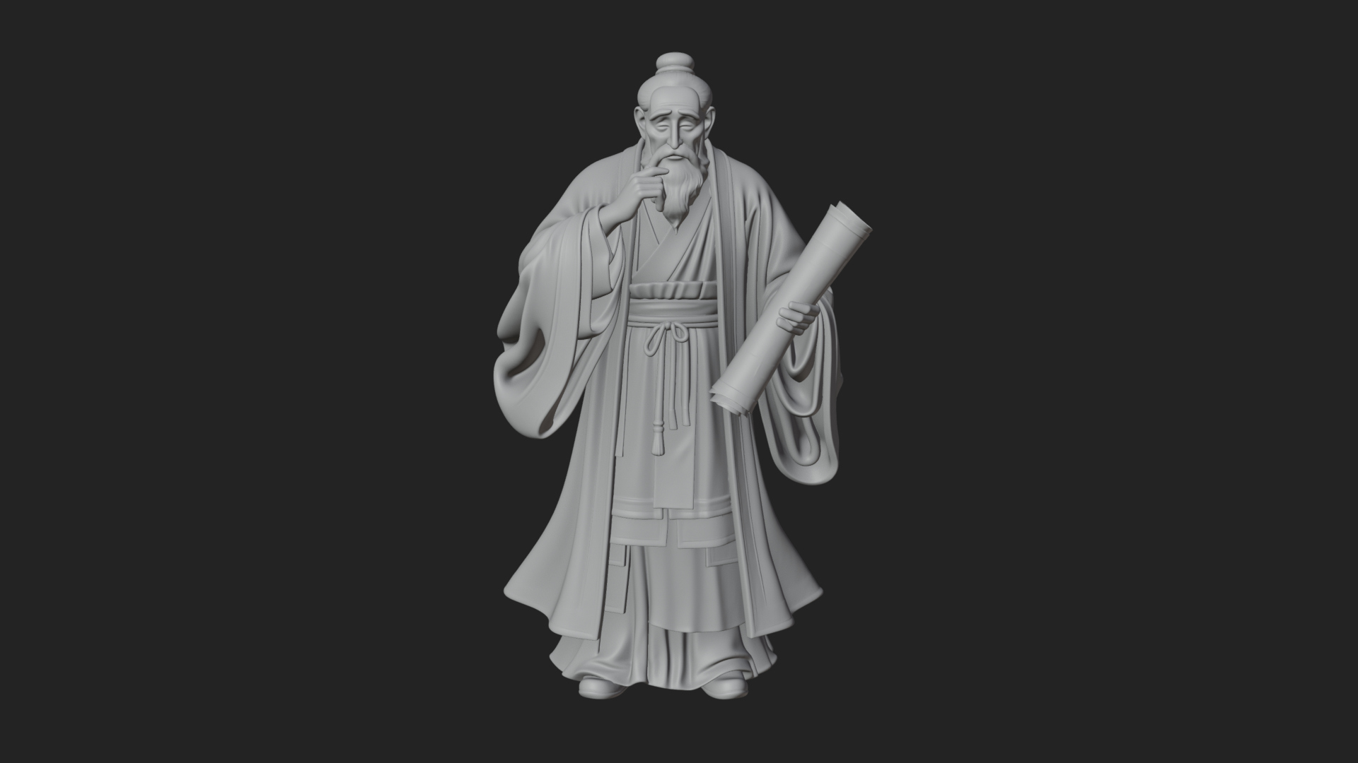 Chinese Scholar with Book Statue Design 7 3D Print Model 3D Model