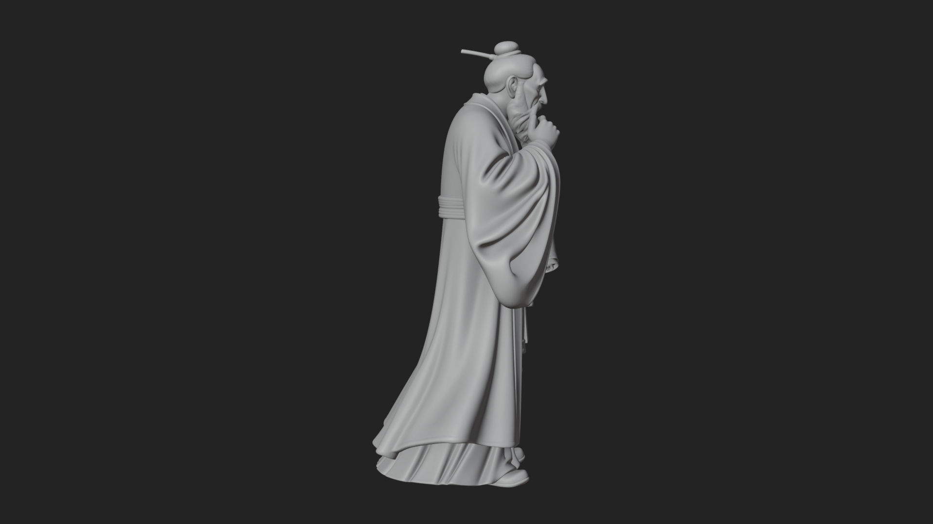 Chinese Scholar with Book Statue Design 7 3D Print Model 3D Model