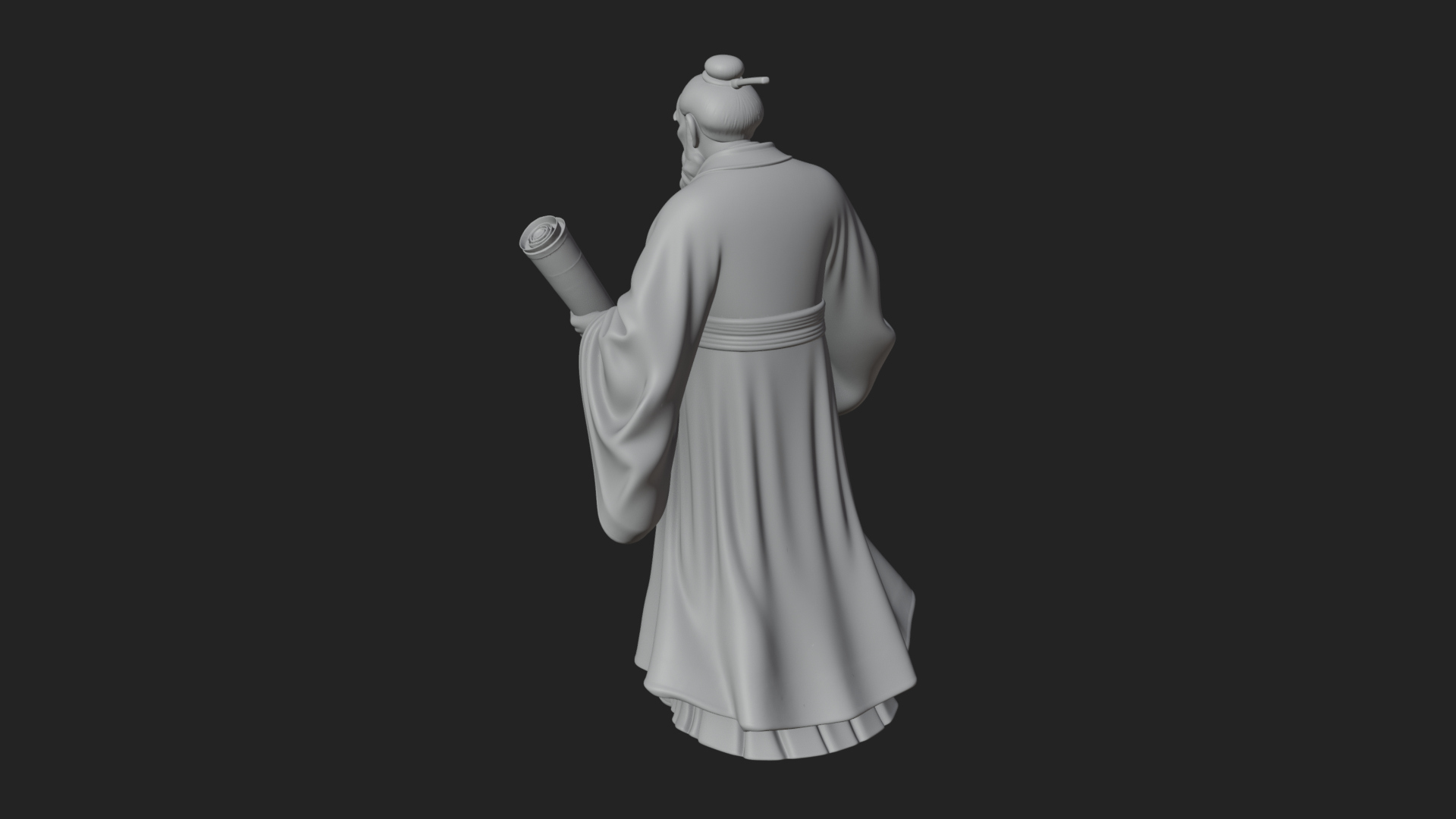 Chinese Scholar with Book Statue Design 7 3D Print Model 3D Model
