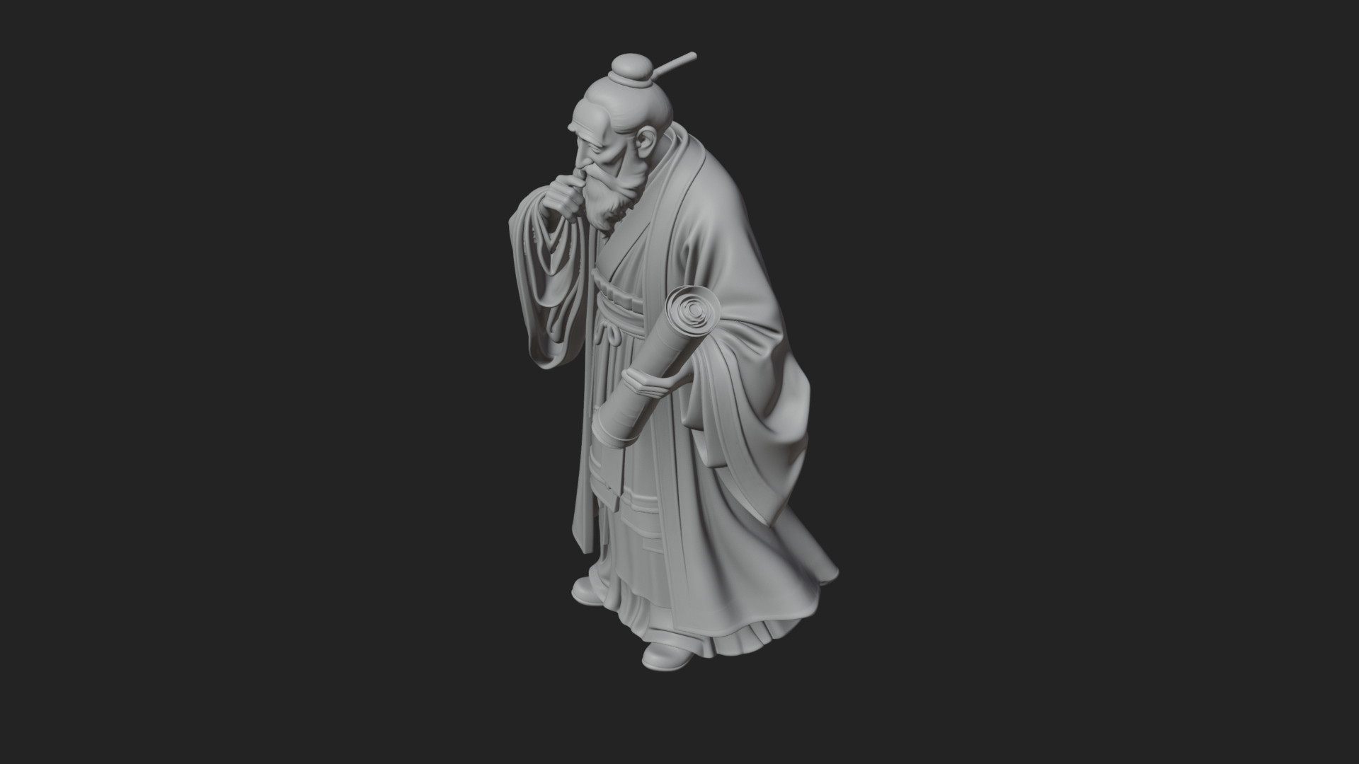 Chinese Scholar with Book Statue Design 7 3D Print Model 3D Model