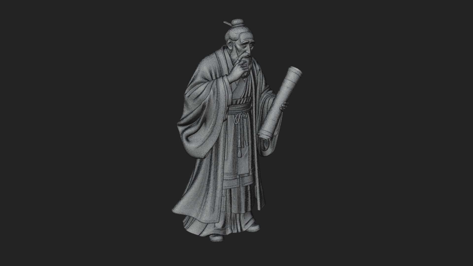 Chinese Scholar with Book Statue Design 7 3D Print Model 3D Model