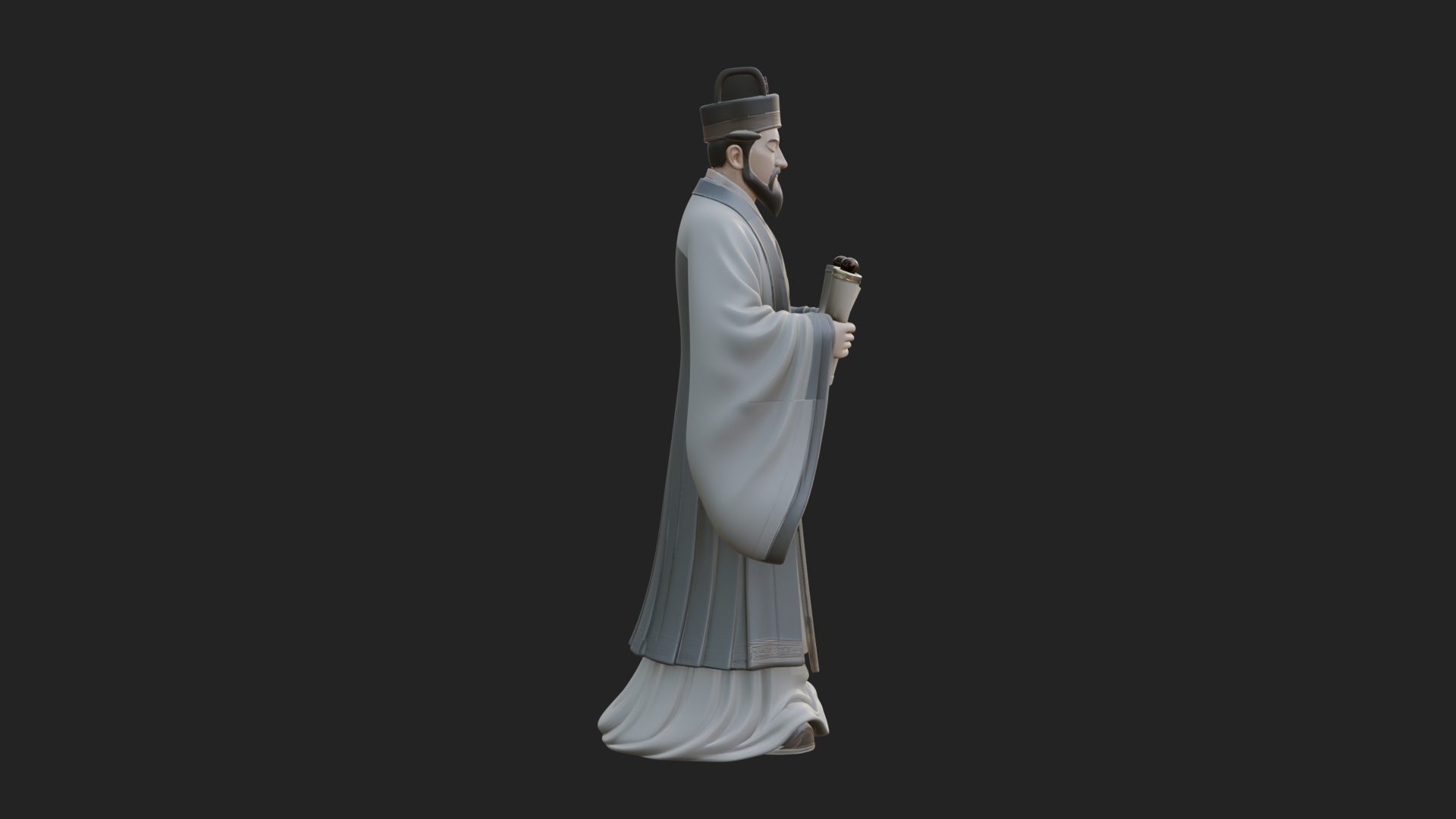 Chinese Scholar with Book Statue Design 8 3D Print Model 3D Model