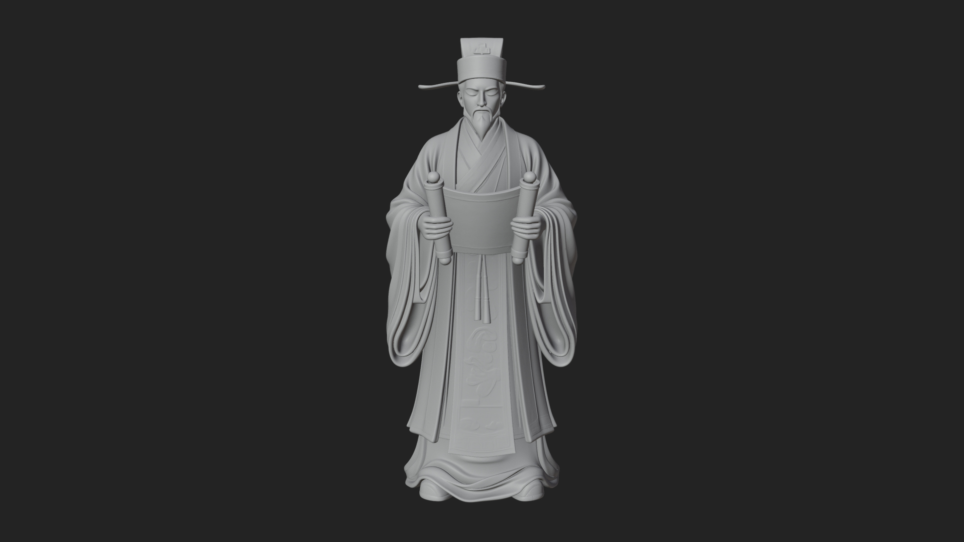 Chinese Scholar with Book Statue Design 8 3D Print Model 3D Model