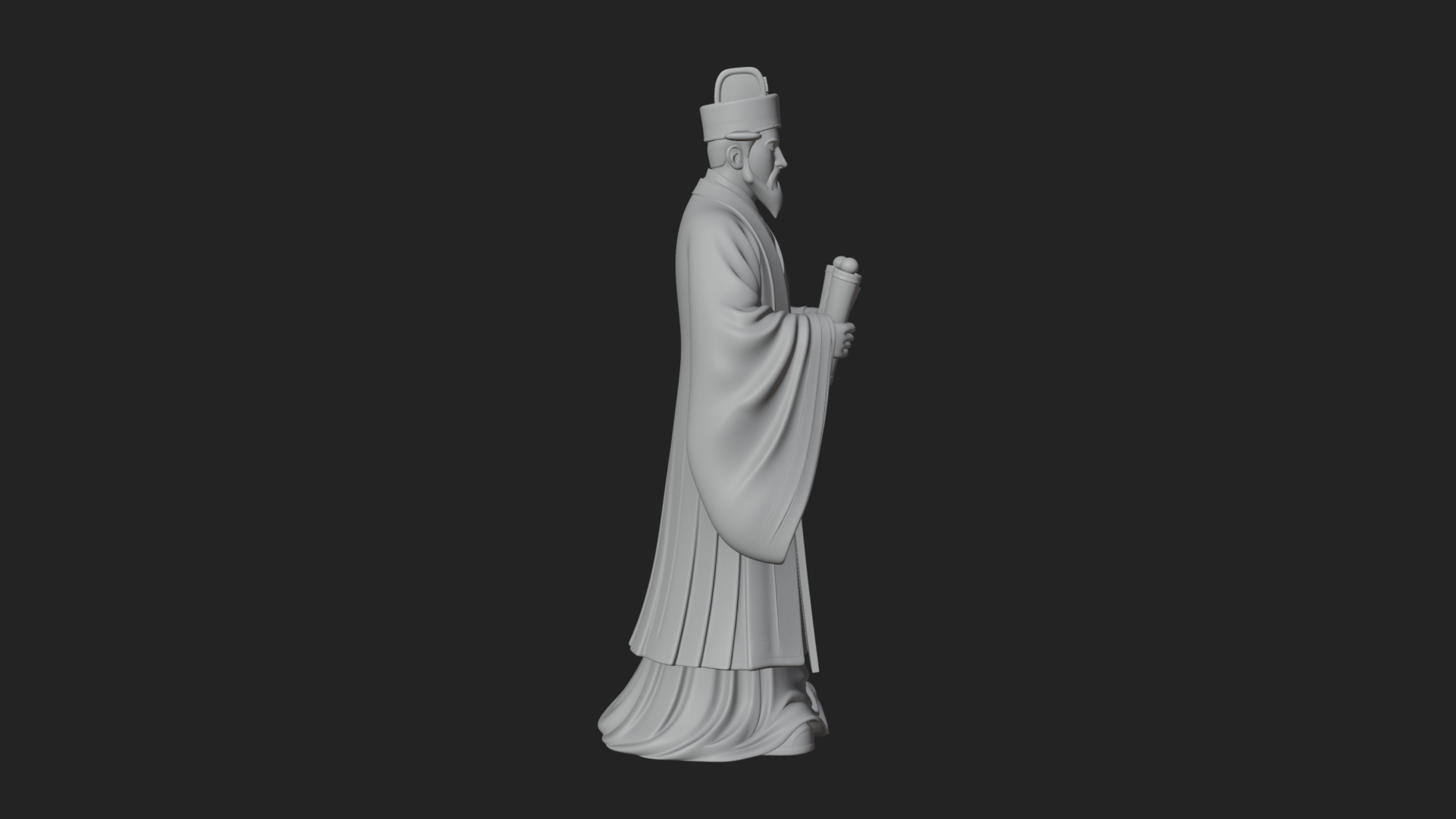 Chinese Scholar with Book Statue Design 8 3D Print Model 3D Model
