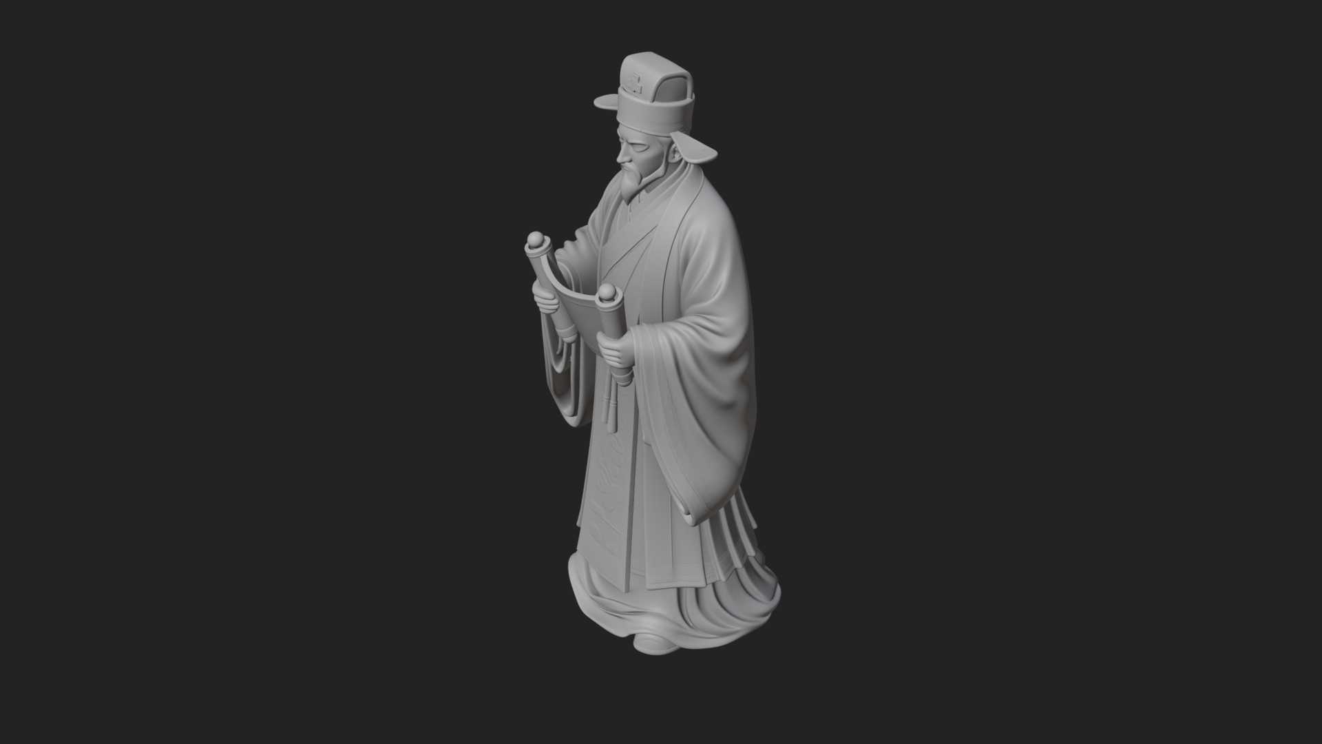 Chinese Scholar with Book Statue Design 8 3D Print Model 3D Model