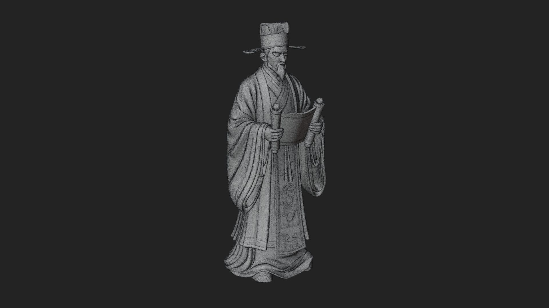 Chinese Scholar with Book Statue Design 8 3D Print Model 3D Model