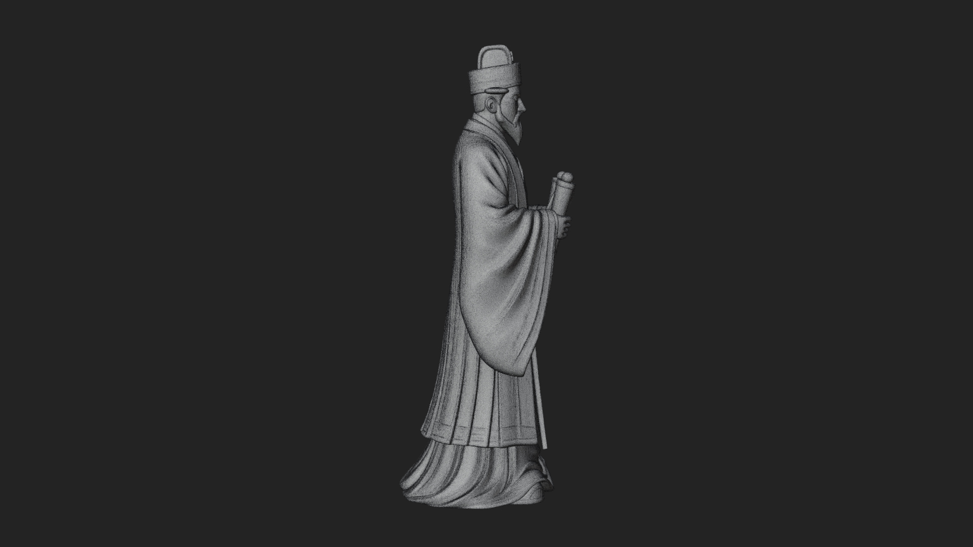 Chinese Scholar with Book Statue Design 8 3D Print Model 3D Model