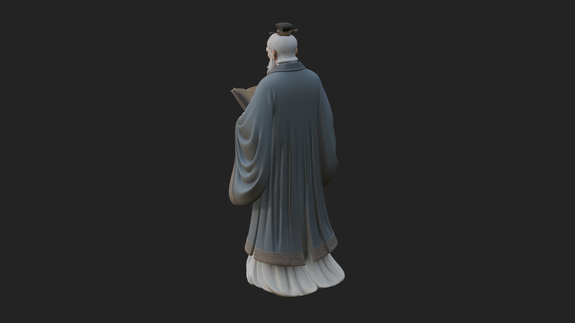 Chinese Scholar with Book Statue Design 9 3D Print Model 3D Model