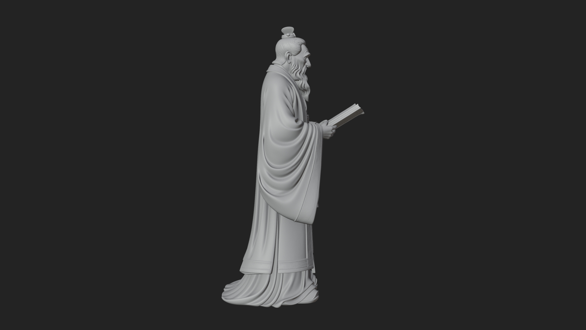 Chinese Scholar with Book Statue Design 9 3D Print Model 3D Model