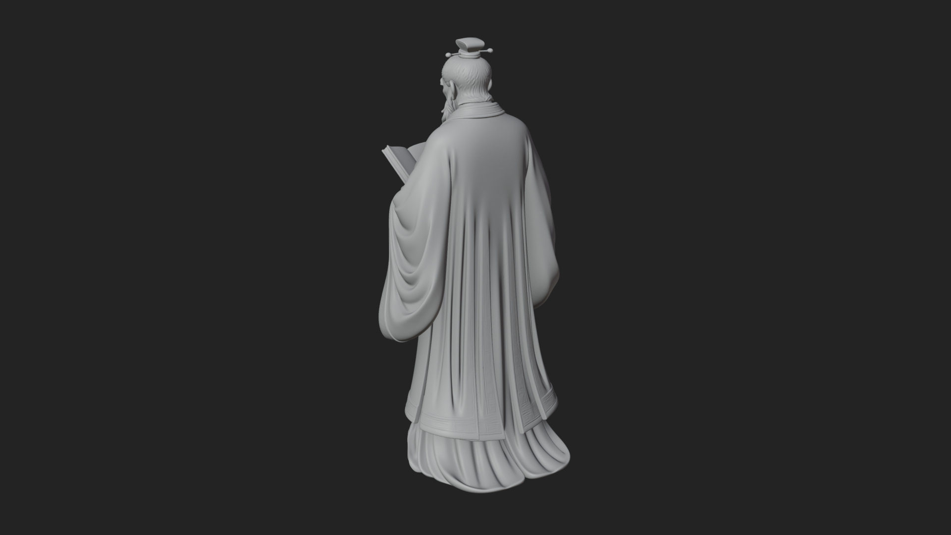 Chinese Scholar with Book Statue Design 9 3D Print Model 3D Model