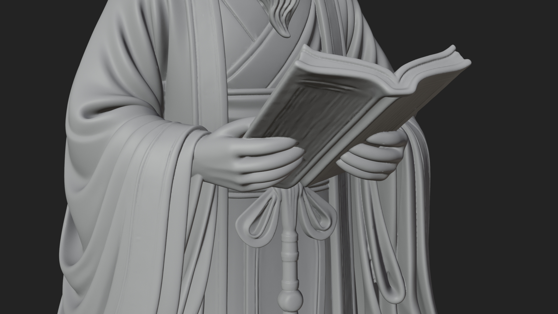 Chinese Scholar with Book Statue Design 9 3D Print Model 3D Model
