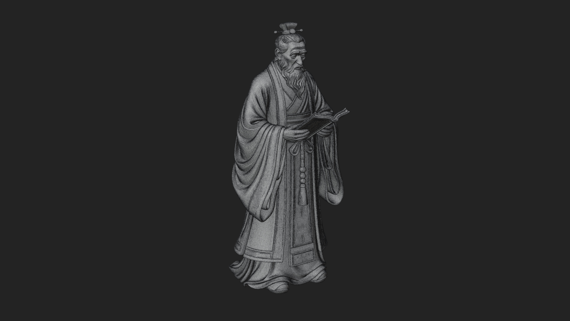 Chinese Scholar with Book Statue Design 9 3D Print Model 3D Model