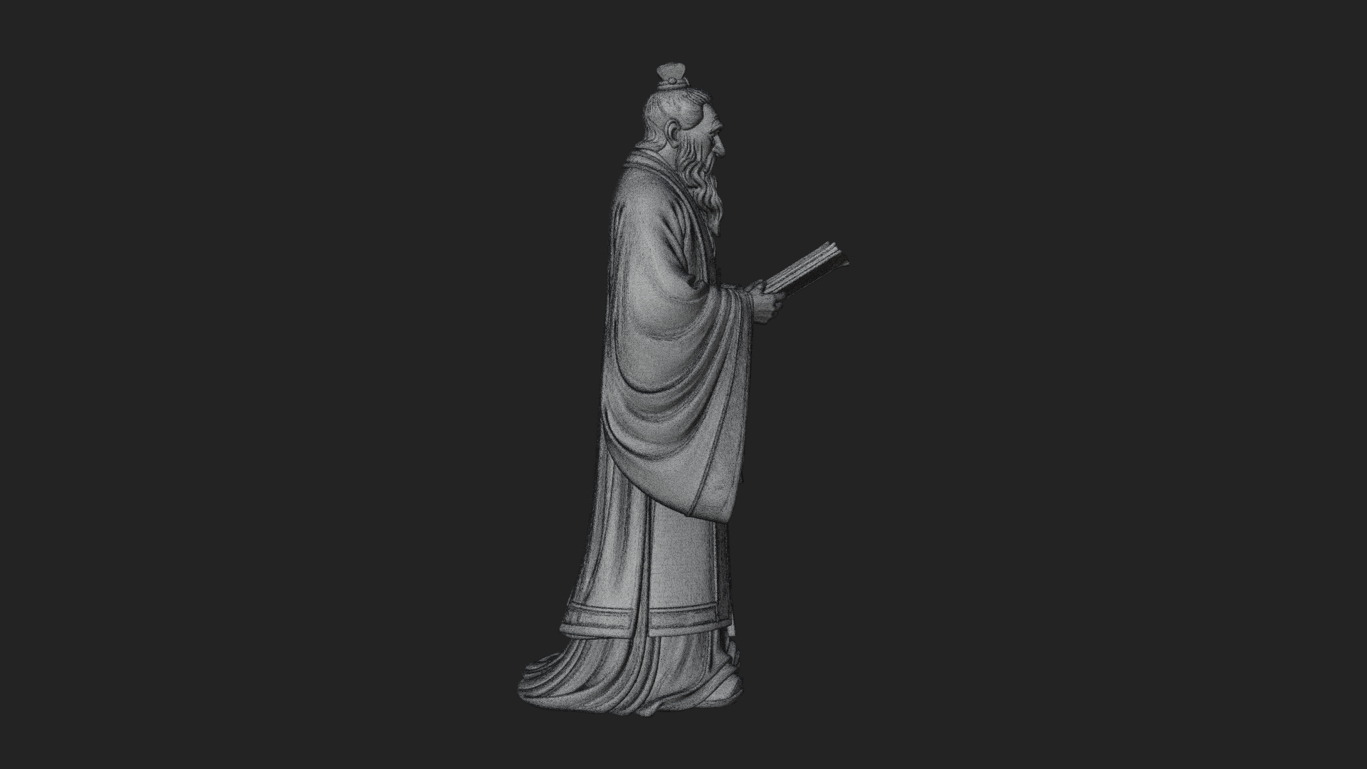 Chinese Scholar with Book Statue Design 9 3D Print Model 3D Model