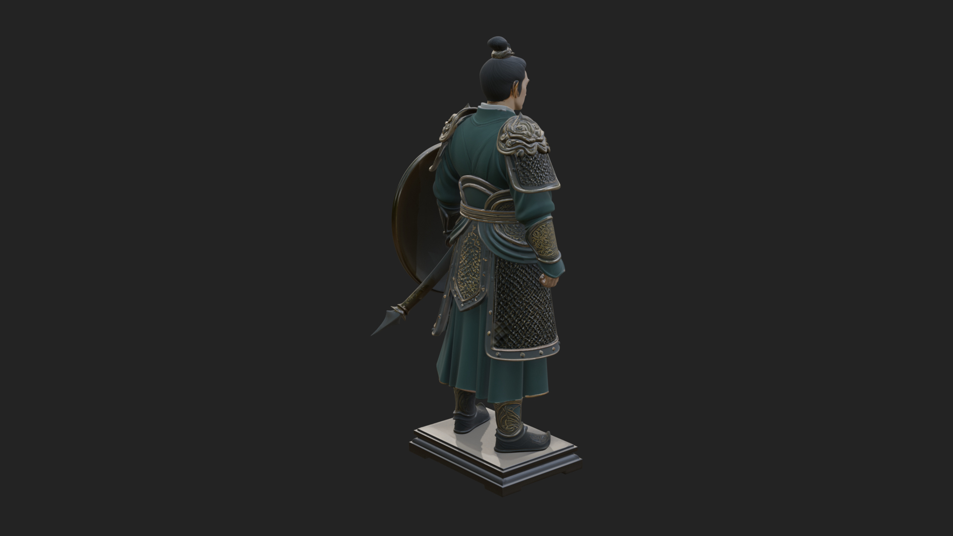 Chinese Shield Warrior Statue Design 1 3D Print Model 3D Model