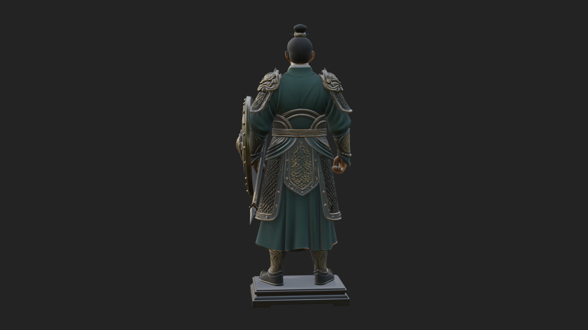 Chinese Shield Warrior Statue Design 1 3D Print Model 3D Model