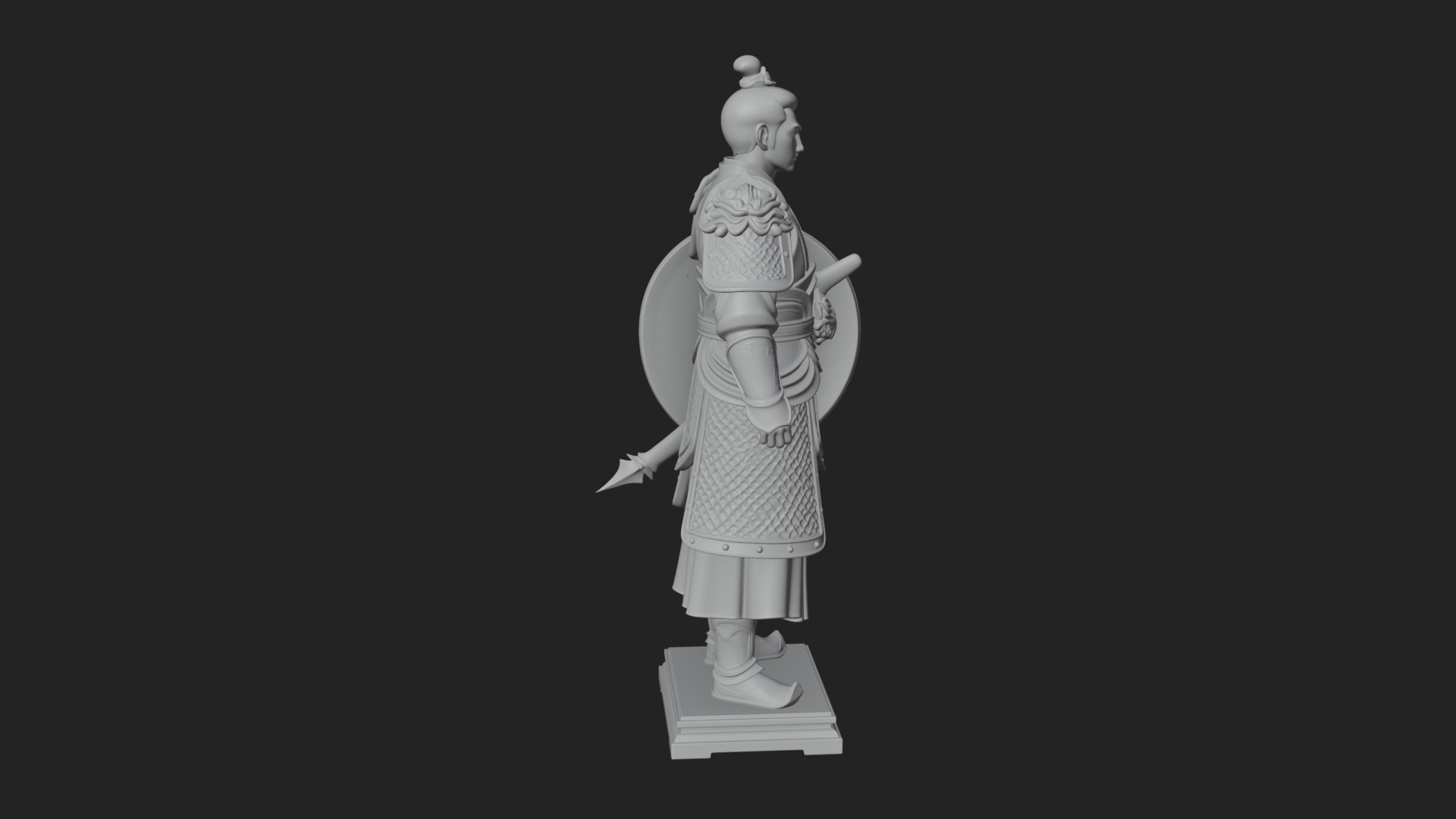Chinese Shield Warrior Statue Design 1 3D Print Model 3D Model
