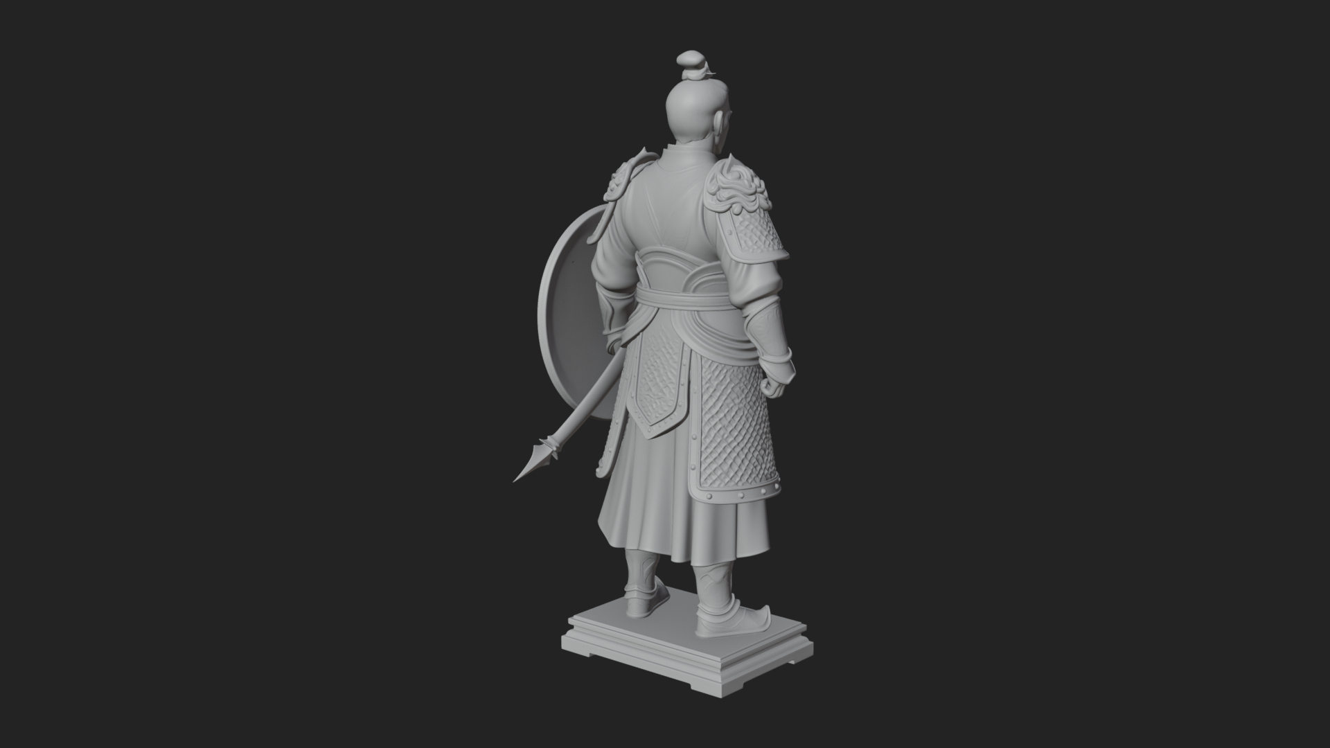 Chinese Shield Warrior Statue Design 1 3D Print Model 3D Model