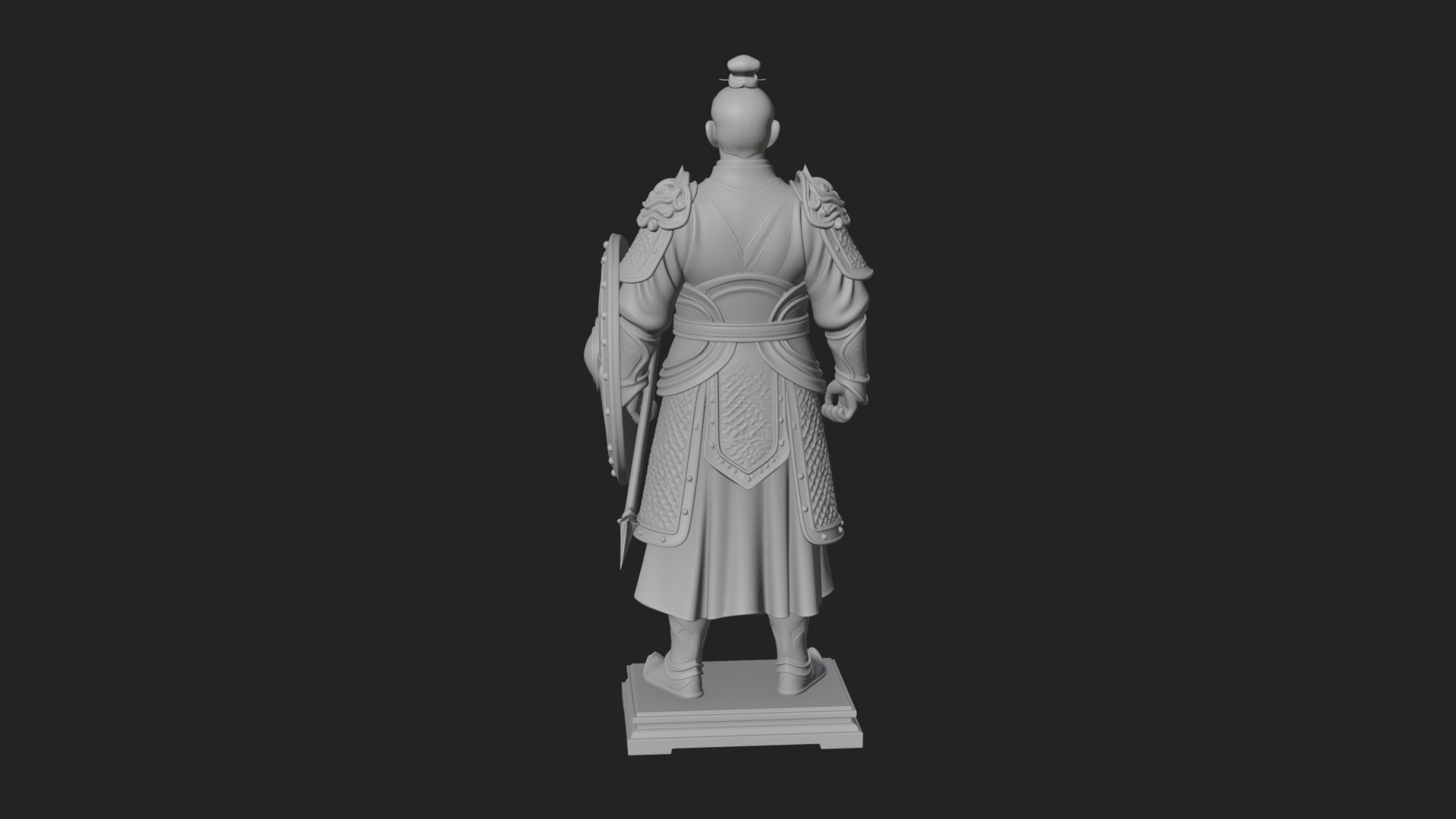 Chinese Shield Warrior Statue Design 1 3D Print Model 3D Model