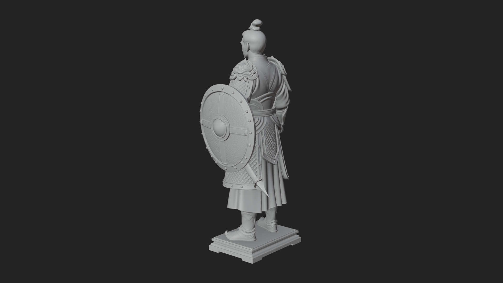 Chinese Shield Warrior Statue Design 1 3D Print Model 3D Model