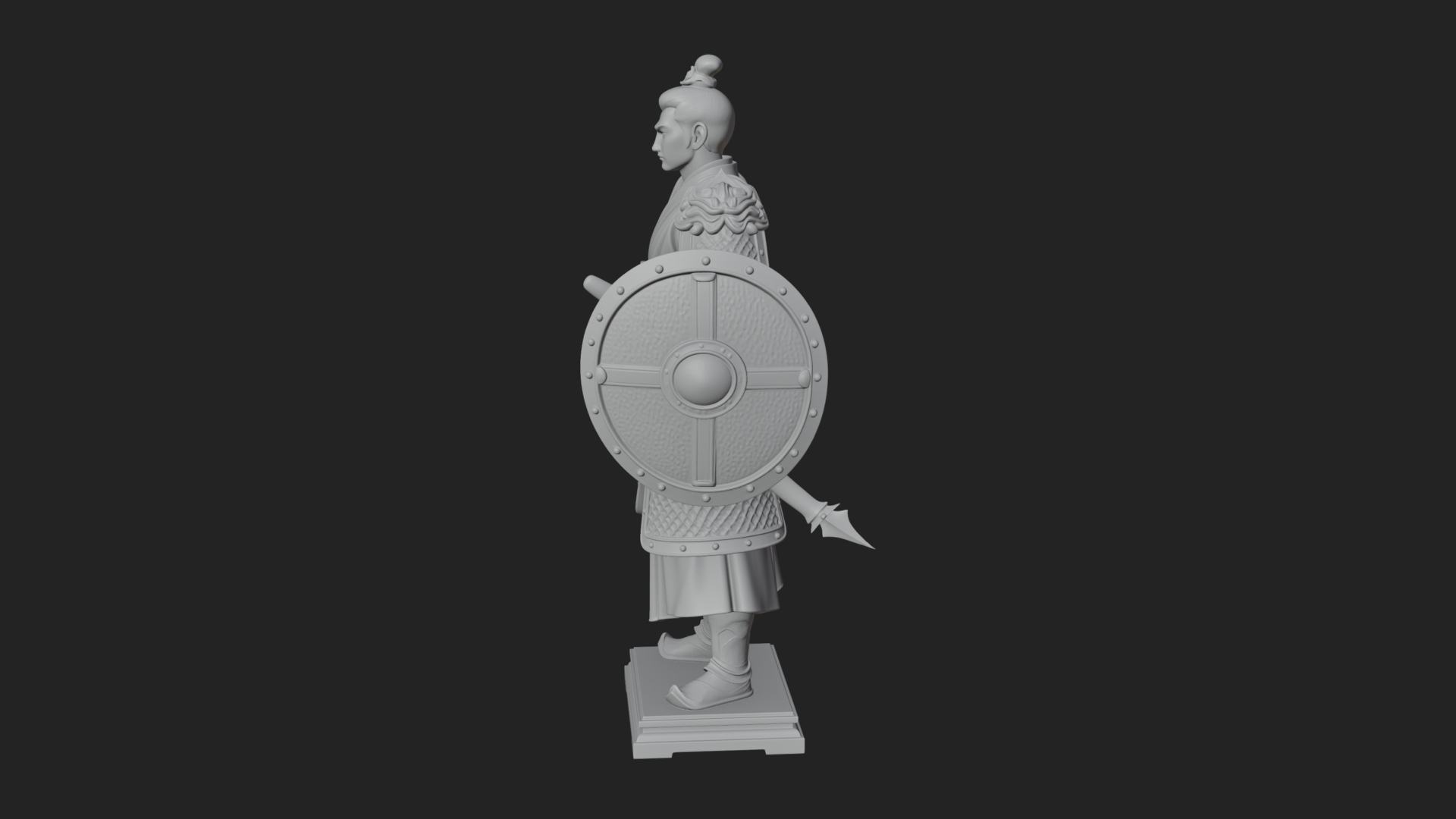 Chinese Shield Warrior Statue Design 1 3D Print Model 3D Model