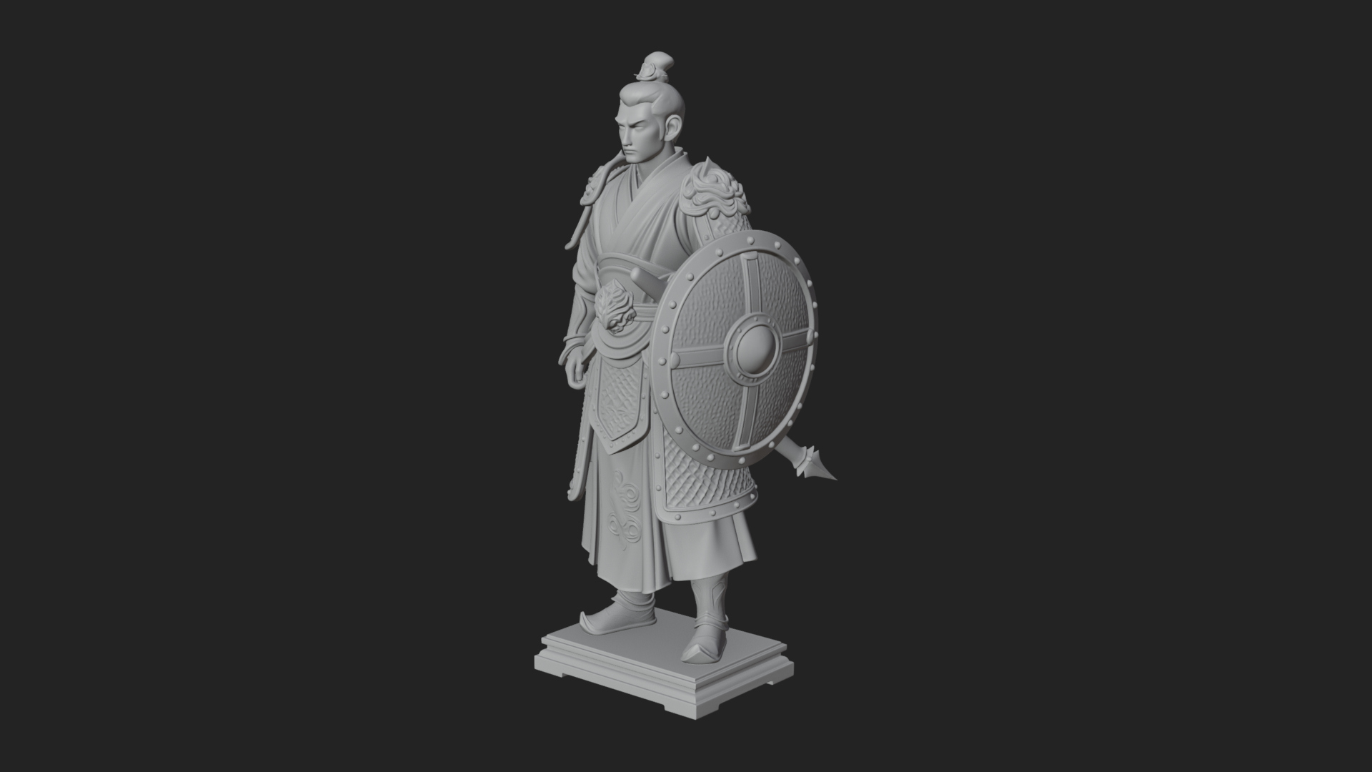 Chinese Shield Warrior Statue Design 1 3D Print Model 3D Model