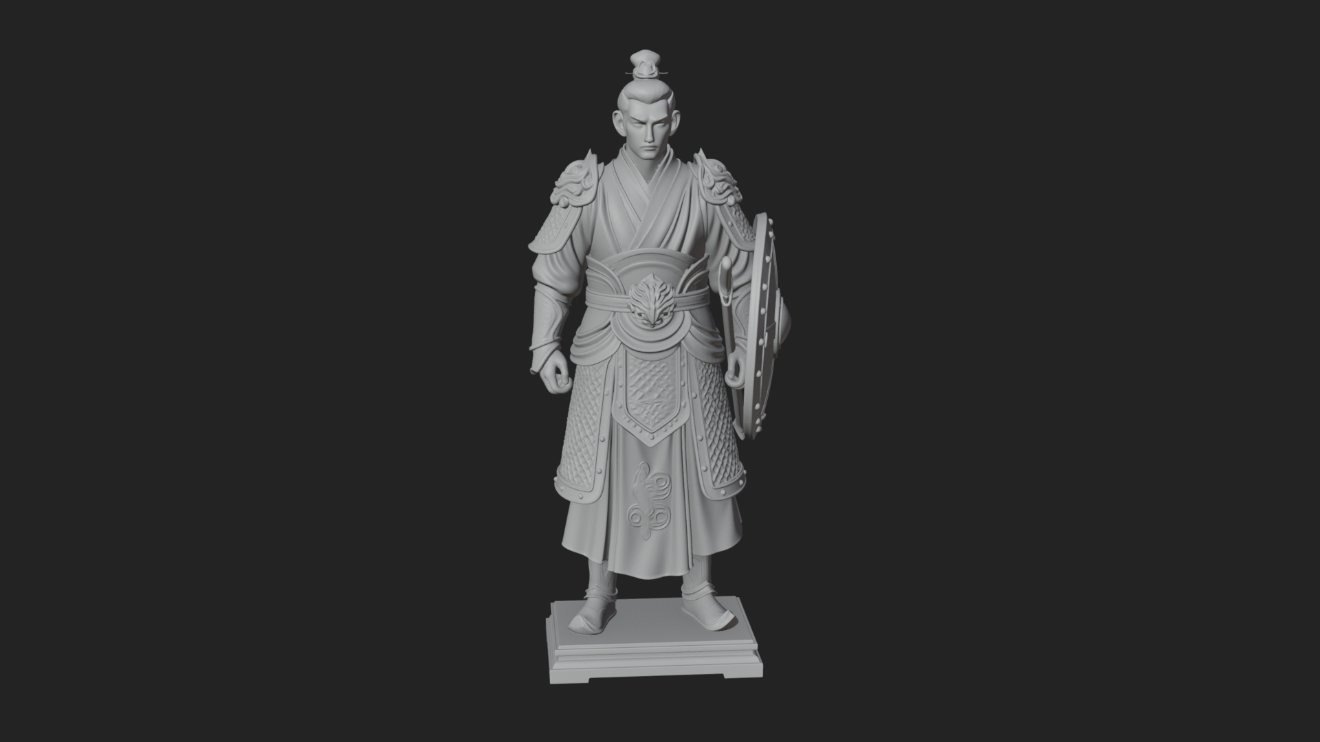 Chinese Shield Warrior Statue Design 1 3D Print Model 3D Model