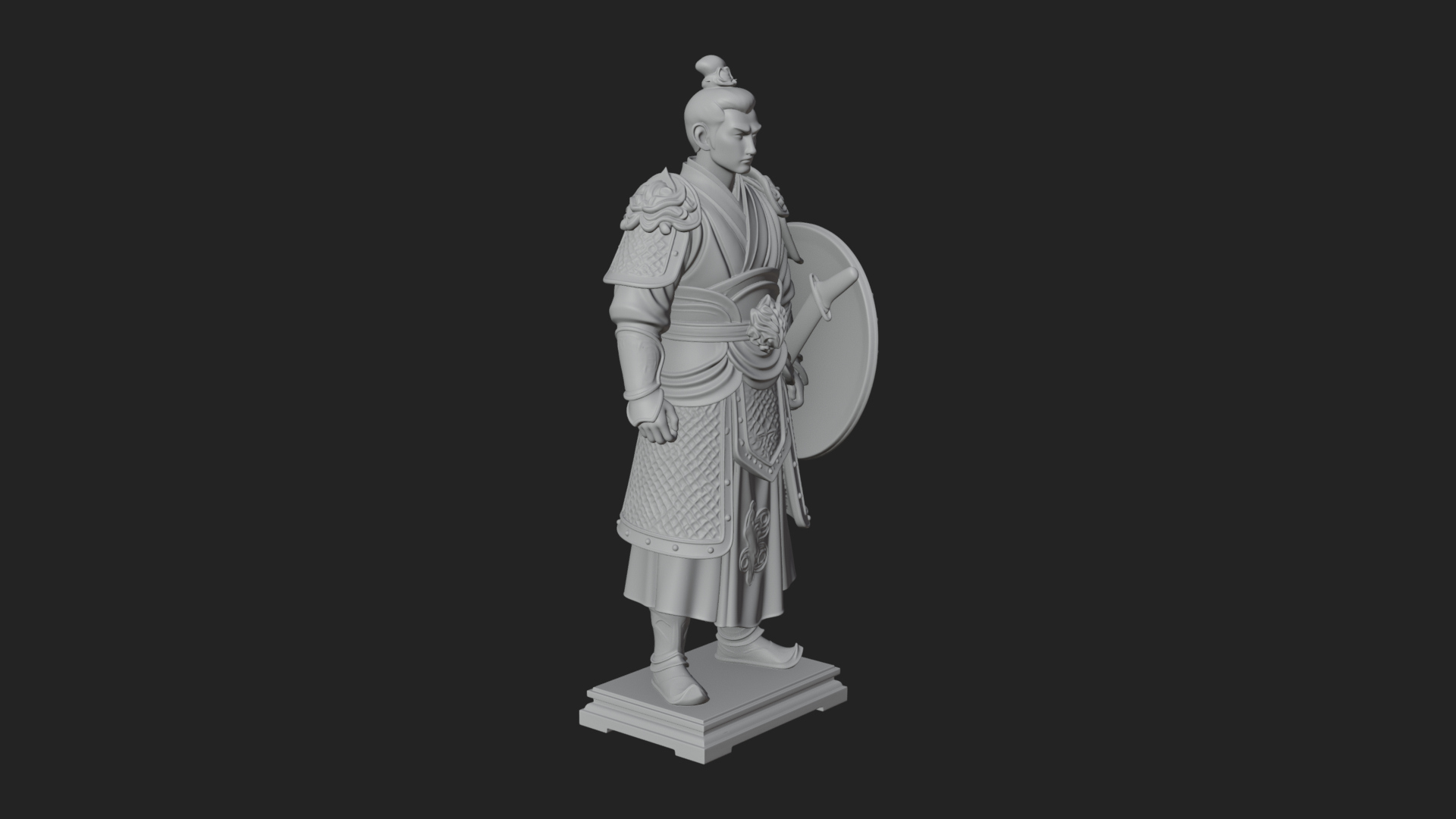 Chinese Shield Warrior Statue Design 1 3D Print Model 3D Model