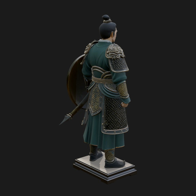 Chinese Shield Warrior Statue Design 1 3D Print Model