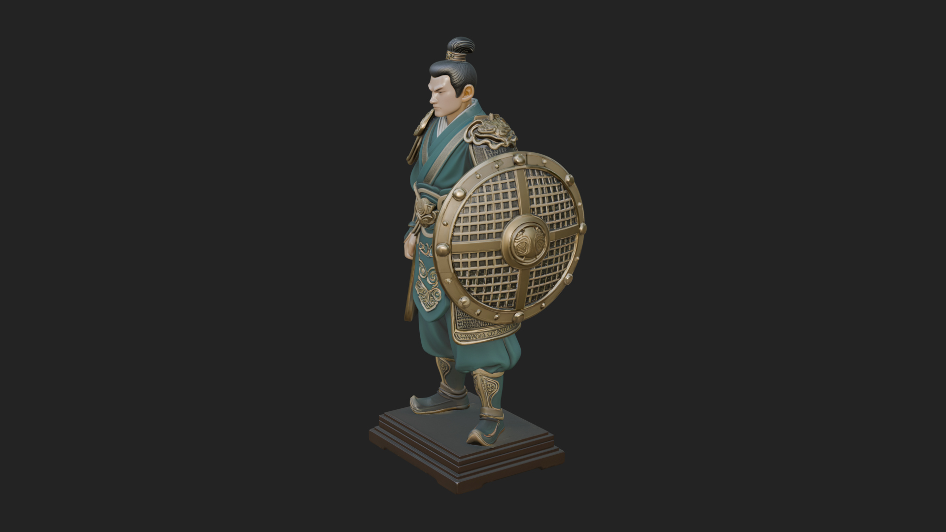 Chinese Shield Warrior Statue Design 2 3D Print Model 3D Model