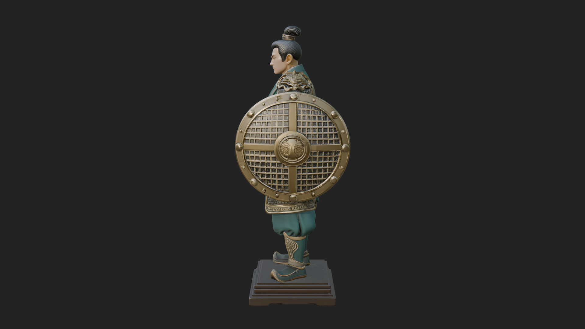 Chinese Shield Warrior Statue Design 2 3D Print Model 3D Model