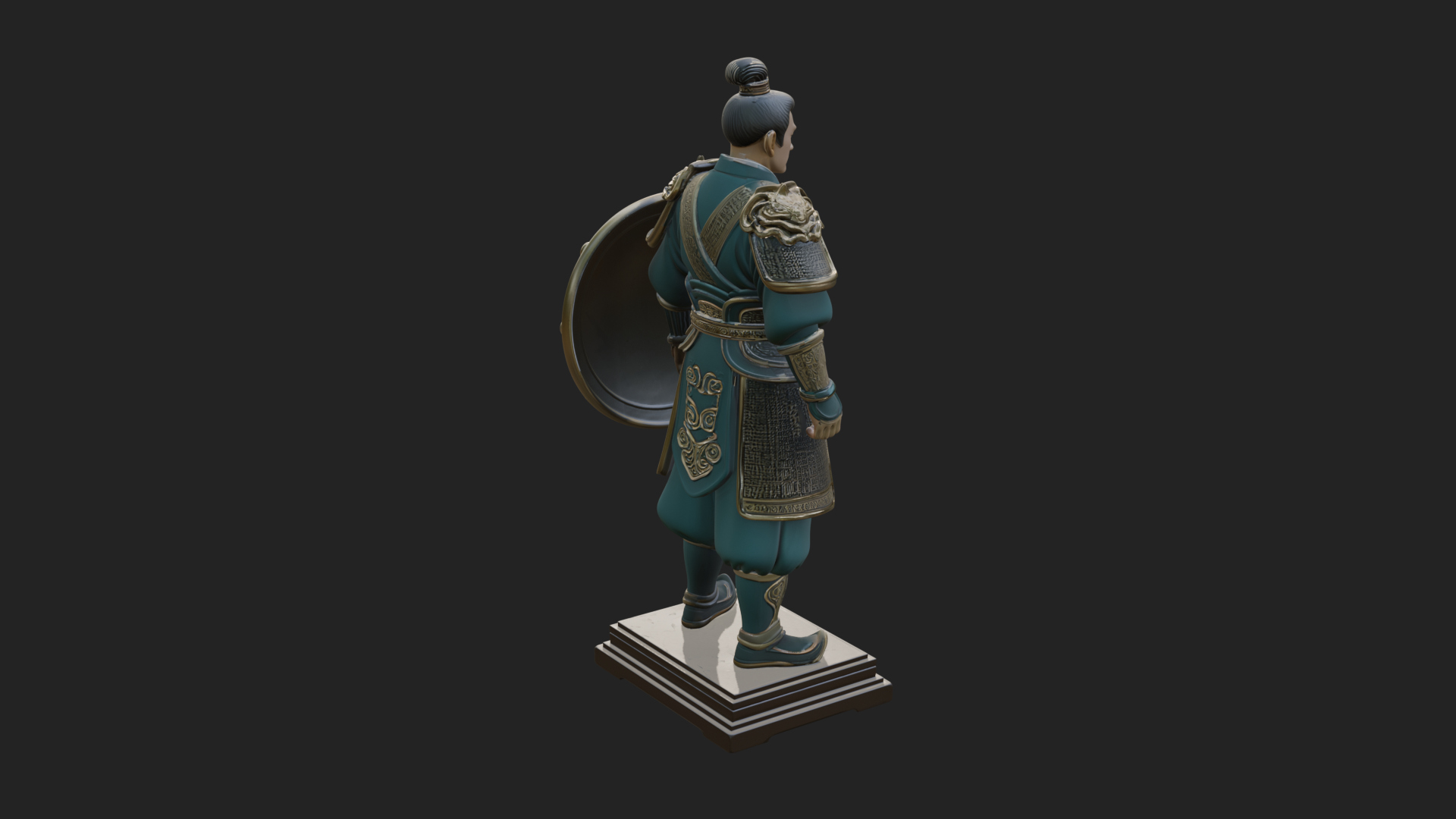 Chinese Shield Warrior Statue Design 2 3D Print Model 3D Model