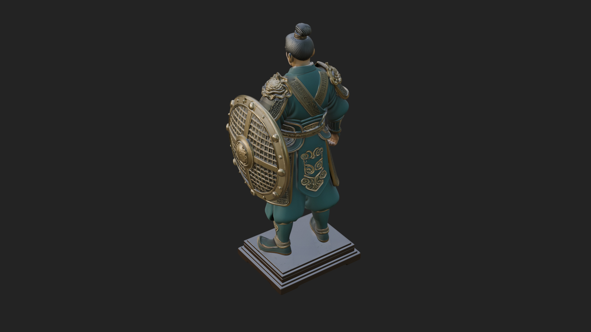 Chinese Shield Warrior Statue Design 2 3D Print Model 3D Model