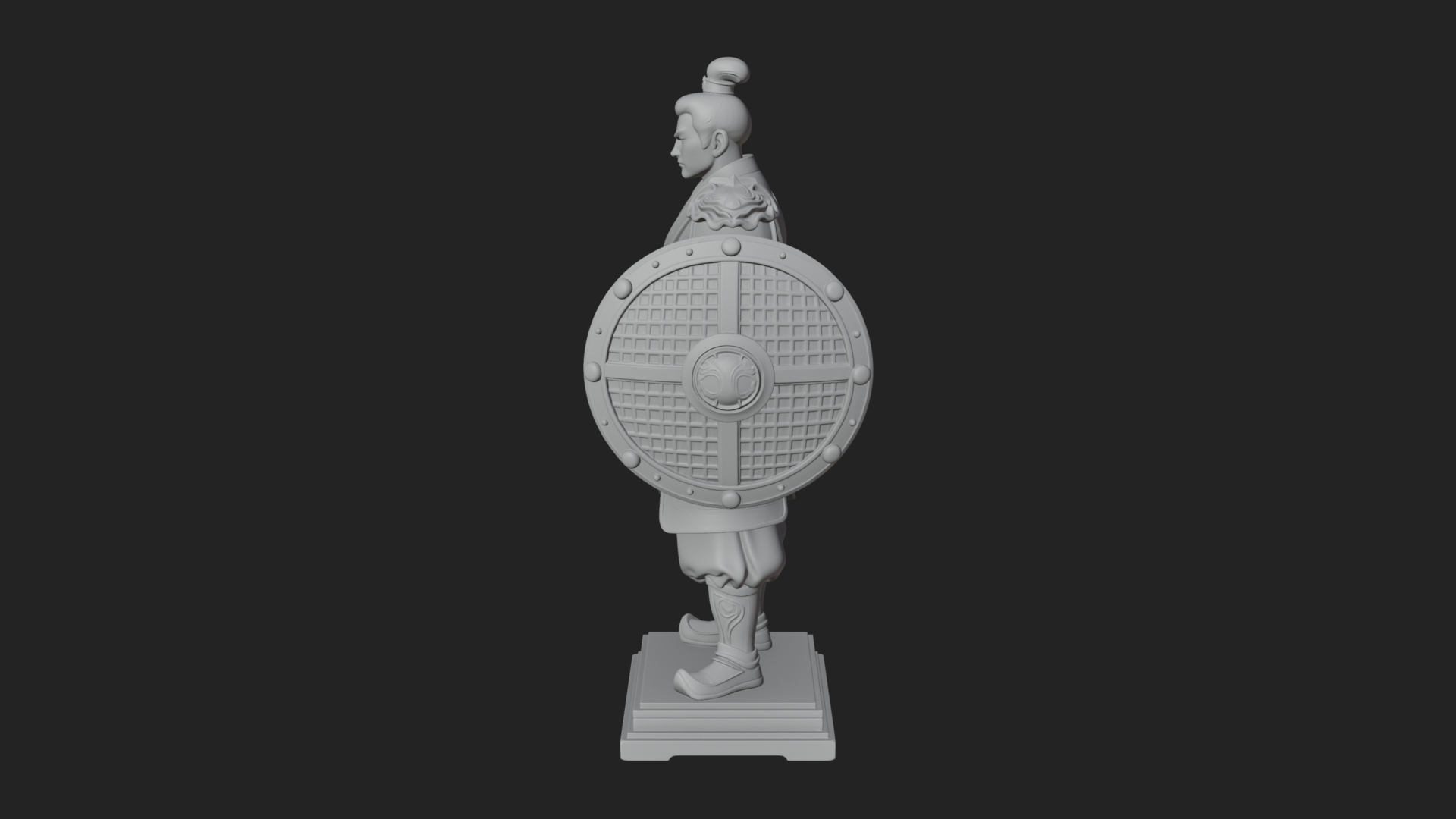 Chinese Shield Warrior Statue Design 2 3D Print Model 3D Model