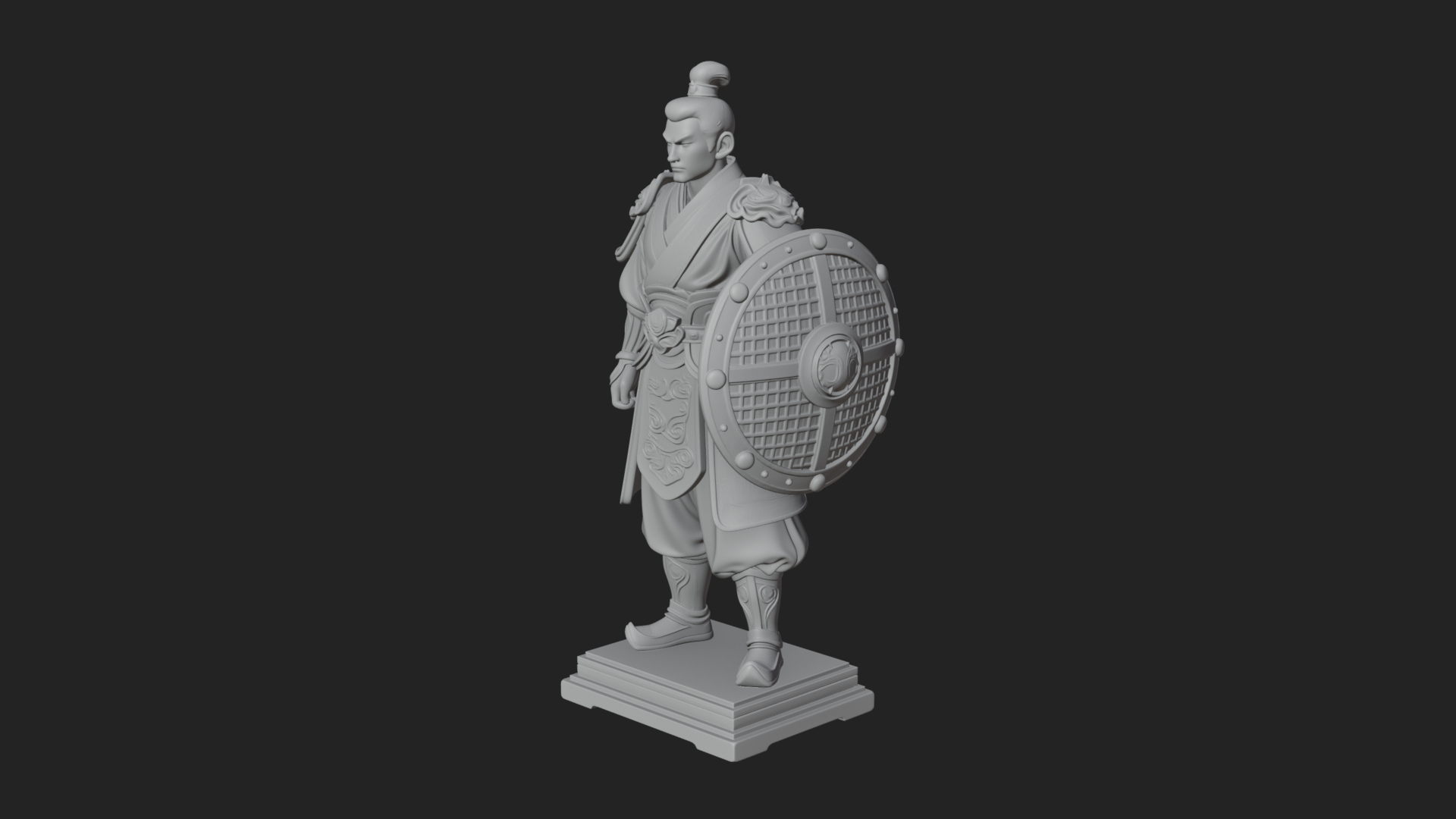 Chinese Shield Warrior Statue Design 2 3D Print Model 3D Model