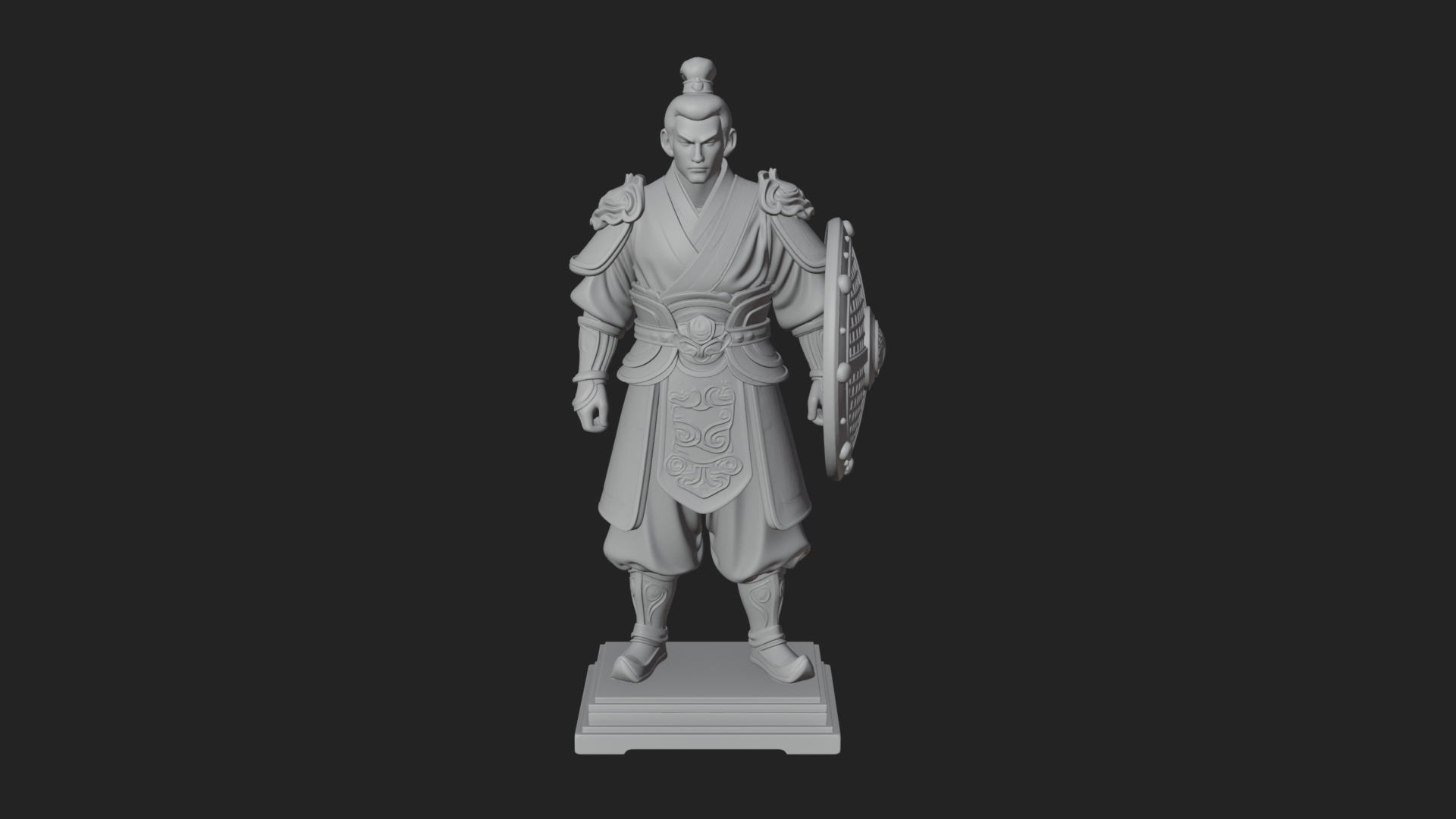 Chinese Shield Warrior Statue Design 2 3D Print Model 3D Model
