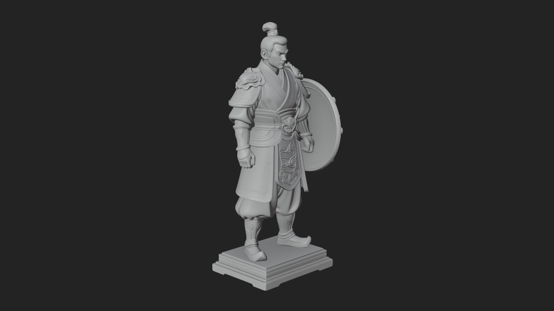 Chinese Shield Warrior Statue Design 2 3D Print Model 3D Model