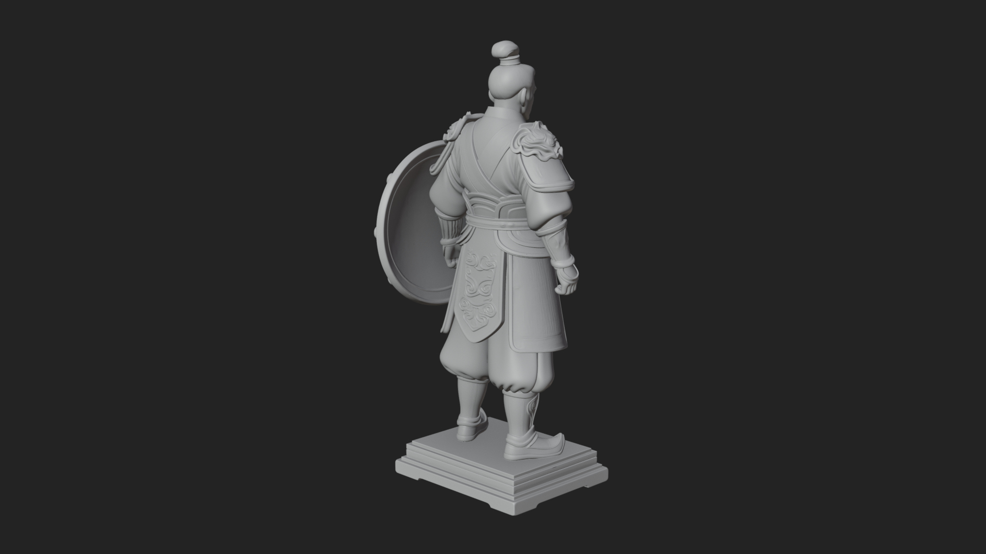 Chinese Shield Warrior Statue Design 2 3D Print Model 3D Model