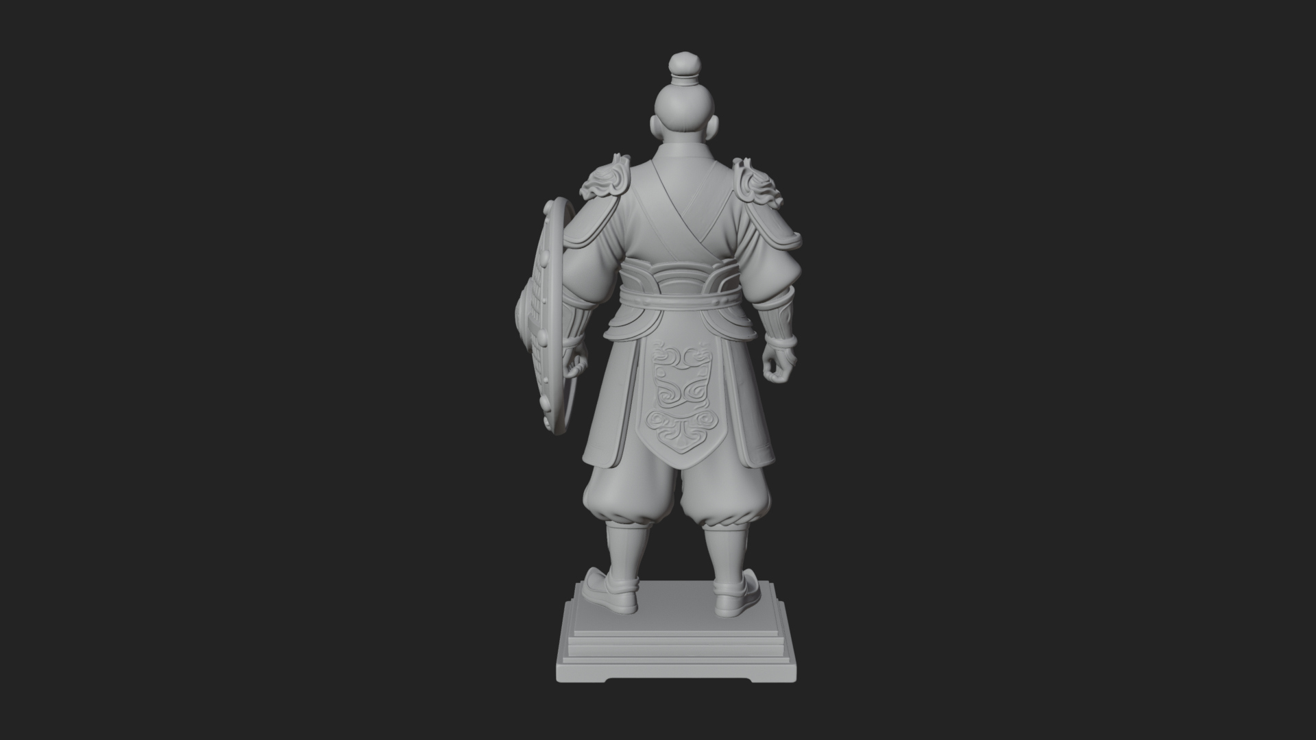 Chinese Shield Warrior Statue Design 2 3D Print Model 3D Model