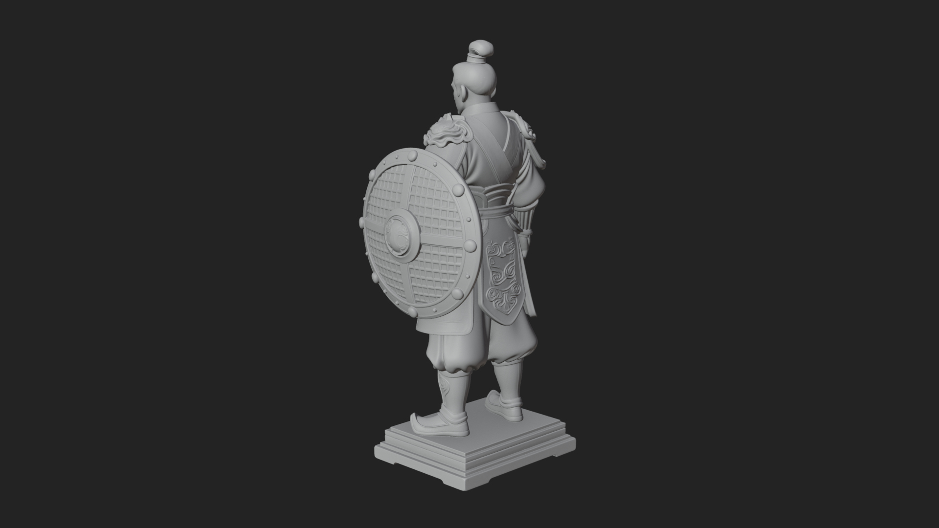 Chinese Shield Warrior Statue Design 2 3D Print Model 3D Model