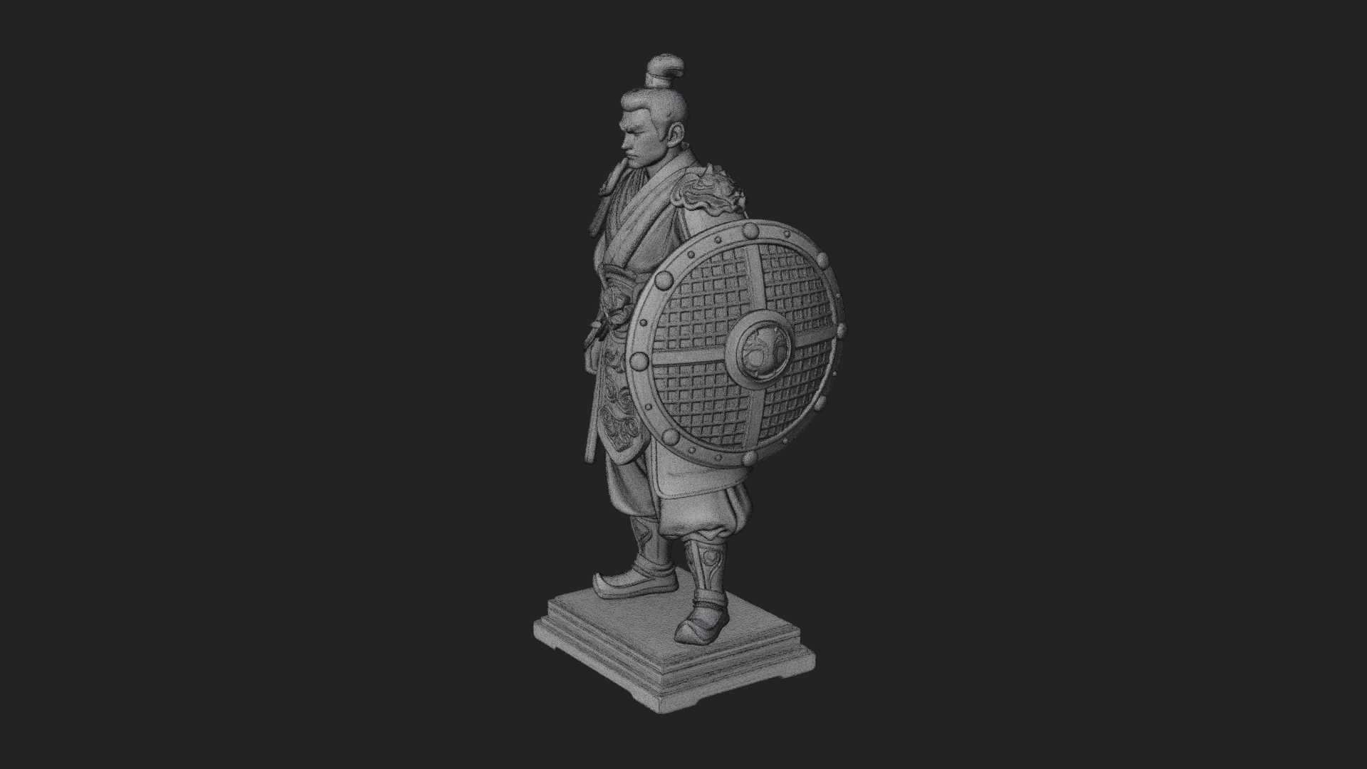 Chinese Shield Warrior Statue Design 2 3D Print Model 3D Model