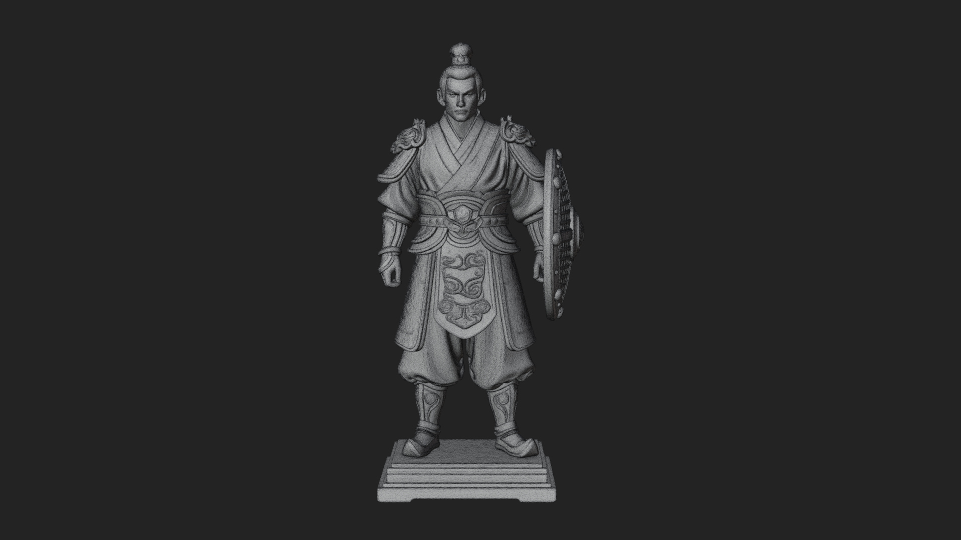 Chinese Shield Warrior Statue Design 2 3D Print Model 3D Model