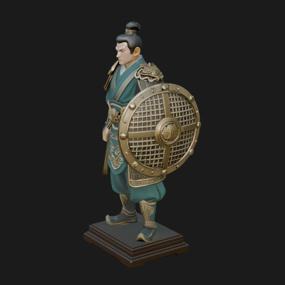 Chinese Shield Warrior Statue Design 2 3D Print Model