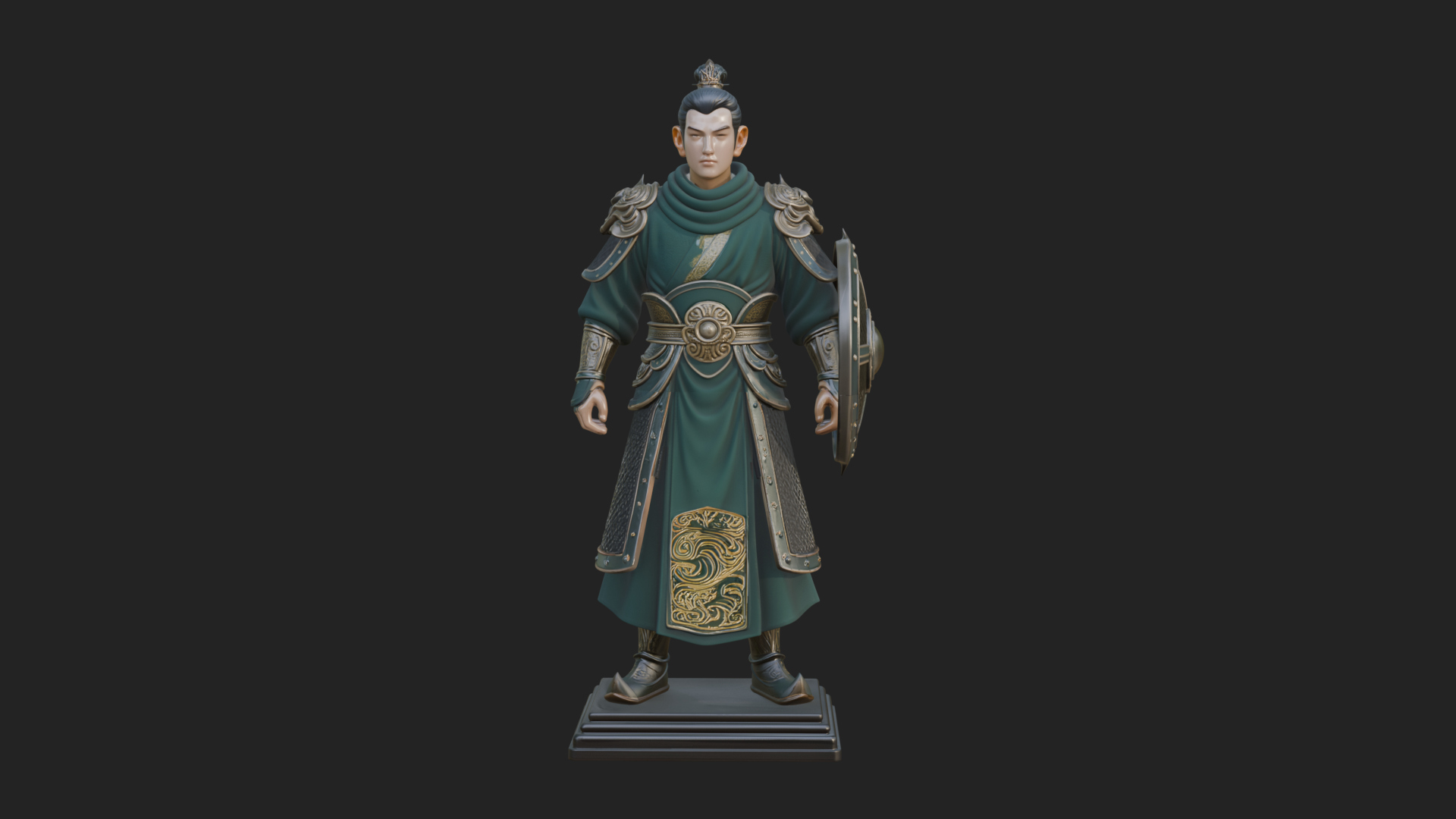 Chinese Shield Warrior Statue Design 3 3D Print Model 3D Model