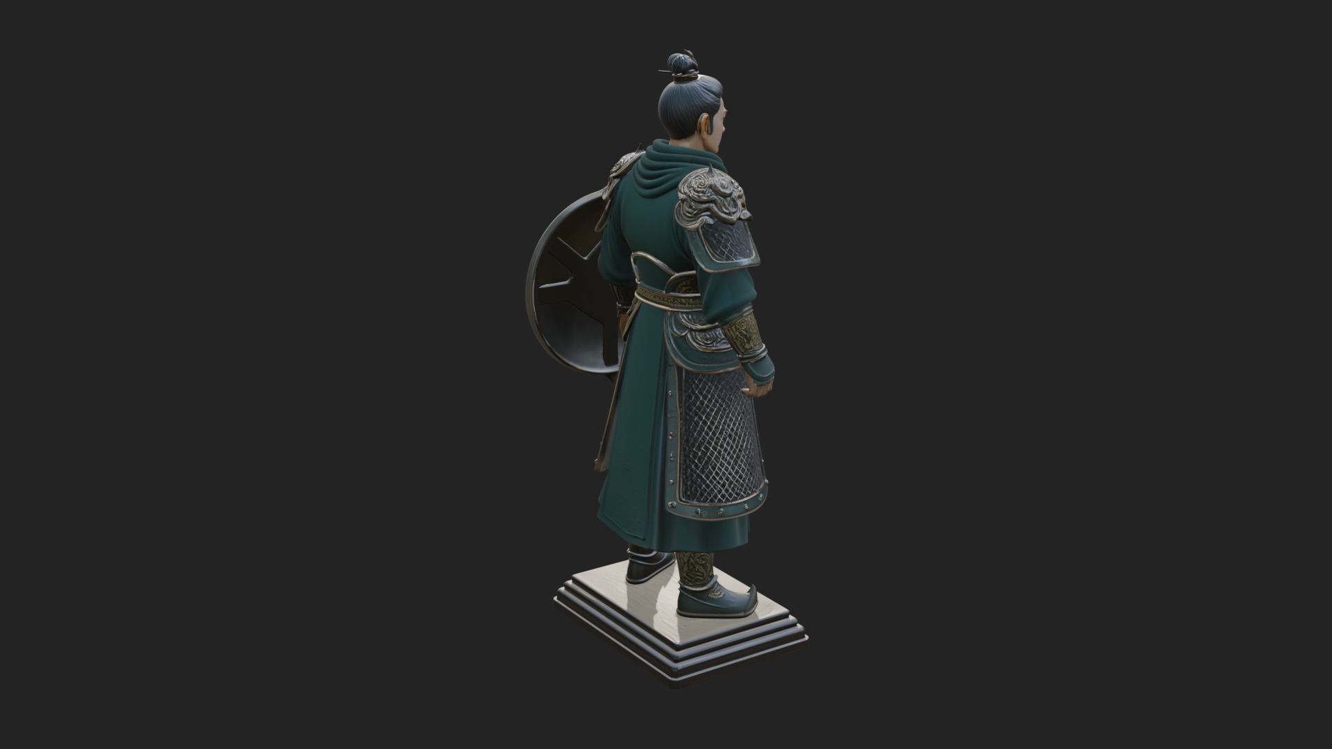 Chinese Shield Warrior Statue Design 3 3D Print Model 3D Model