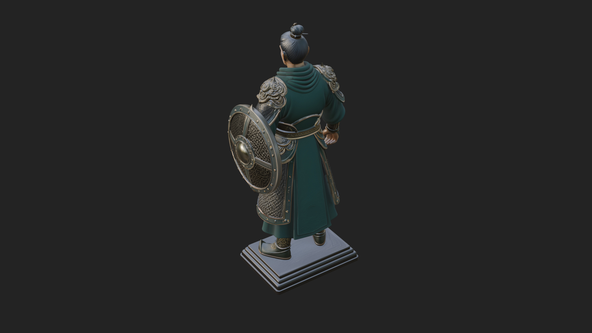 Chinese Shield Warrior Statue Design 3 3D Print Model 3D Model